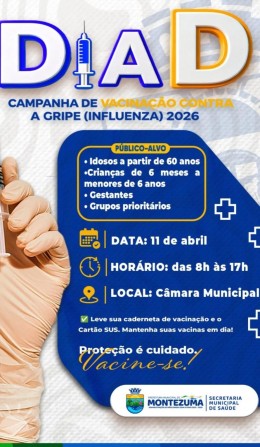 Dia D de vacinação contra a influenza ocorre na Câmara Municipal de Montezuma